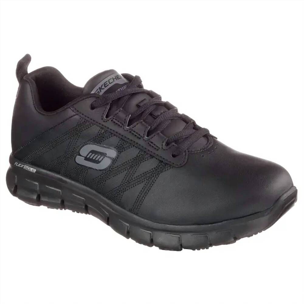 NEW SKECHERS WORK women's sure track-earth slip resistant athletic shoe in black